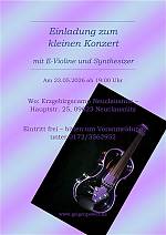 Einladung zum kleinen Konzert mit E-Violine und Synthesizer 23.Mai 19 Uhr
